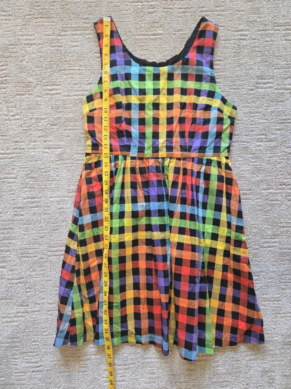 ModCloth Optimistic Effect Rainbow Gingham Dress Size L - Picture 9 of 12